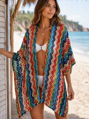 NWT Do Everything In Love Chevron Knit Swim Cover Up One Size